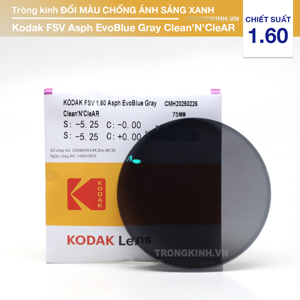 Tròng kính Kodak KodakEvoBlueGrayCleanNClear 1.60
